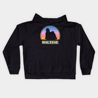 Maltese Vintage Sunset Dog Kids Hoodie